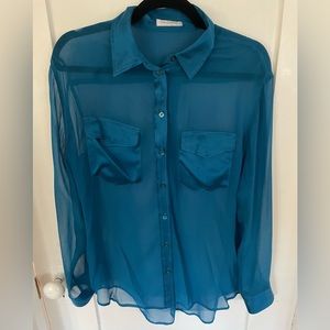Equipment Sheer Blue Blouse